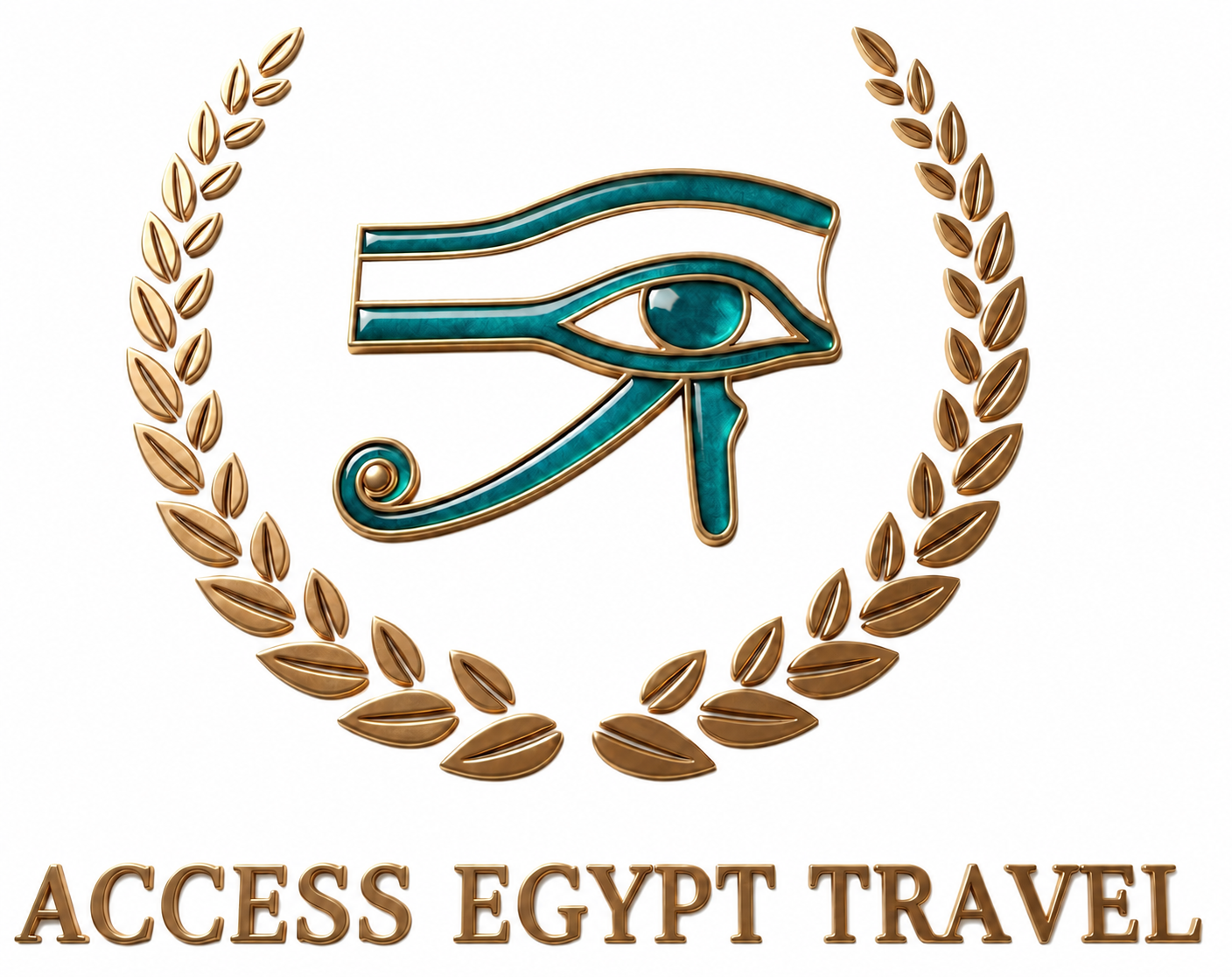 Access Egypt Travel logo with Eye of Horus and gold laurel wreath